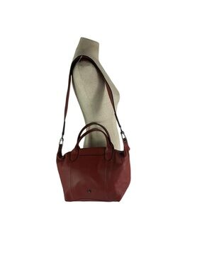 Genuine LONGCHAMP Le Pliage Brick Red Leather Shoulder Bag Purse Small